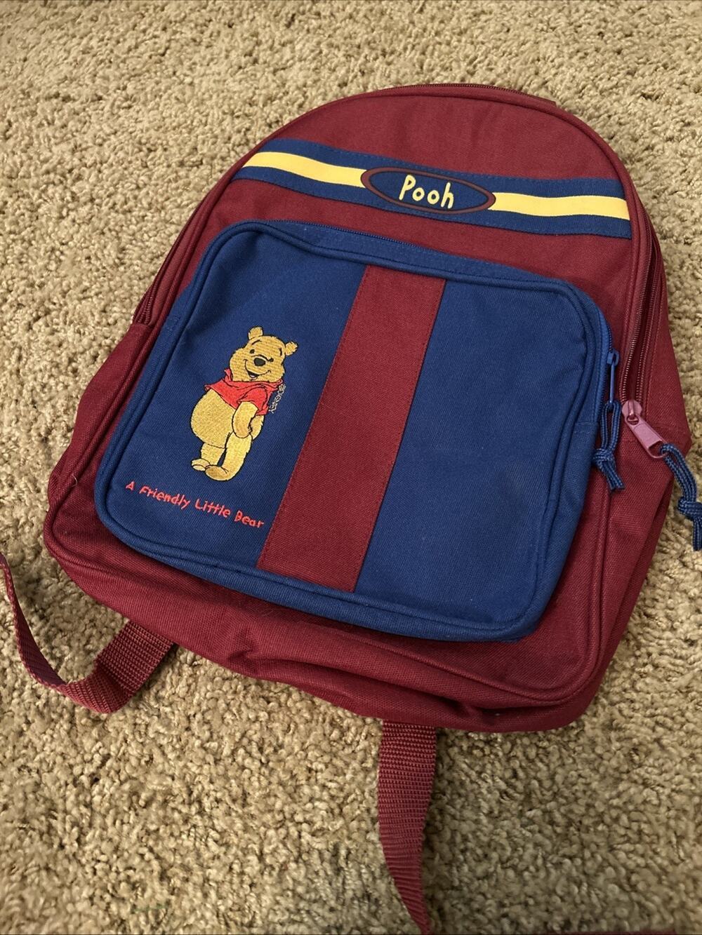 Vintage Disney Winnie The Pooh Backpack New 1998 Friendly Bear School Red Blue